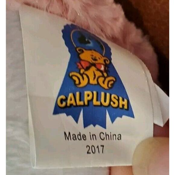 11 Inch Pink White Cat Red Round Flocked Nose Calplush Stuffed Animal Plush Toy - Picture 7 of 11